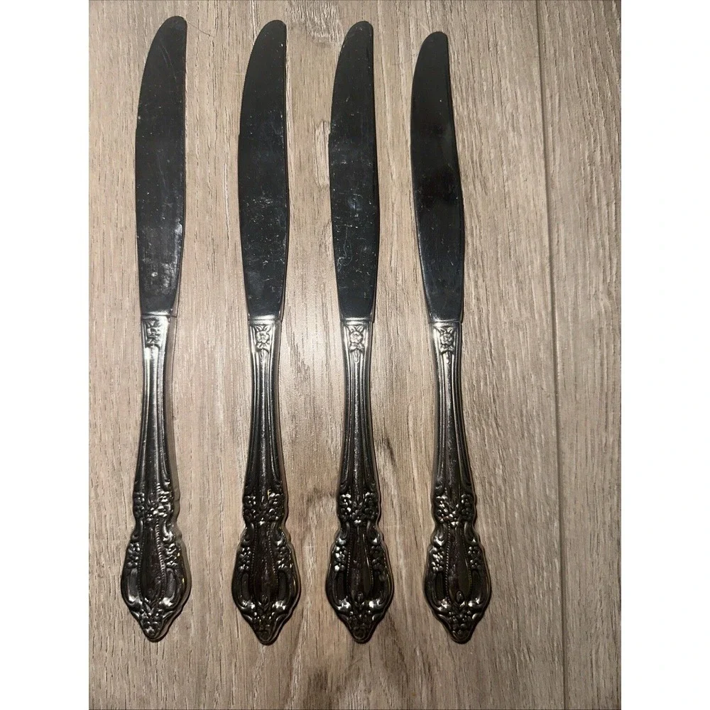 4 Oneida Distinction Deluxe RAPHAEL‎ Glossy Stainless Flatware DINNER KNIVES New